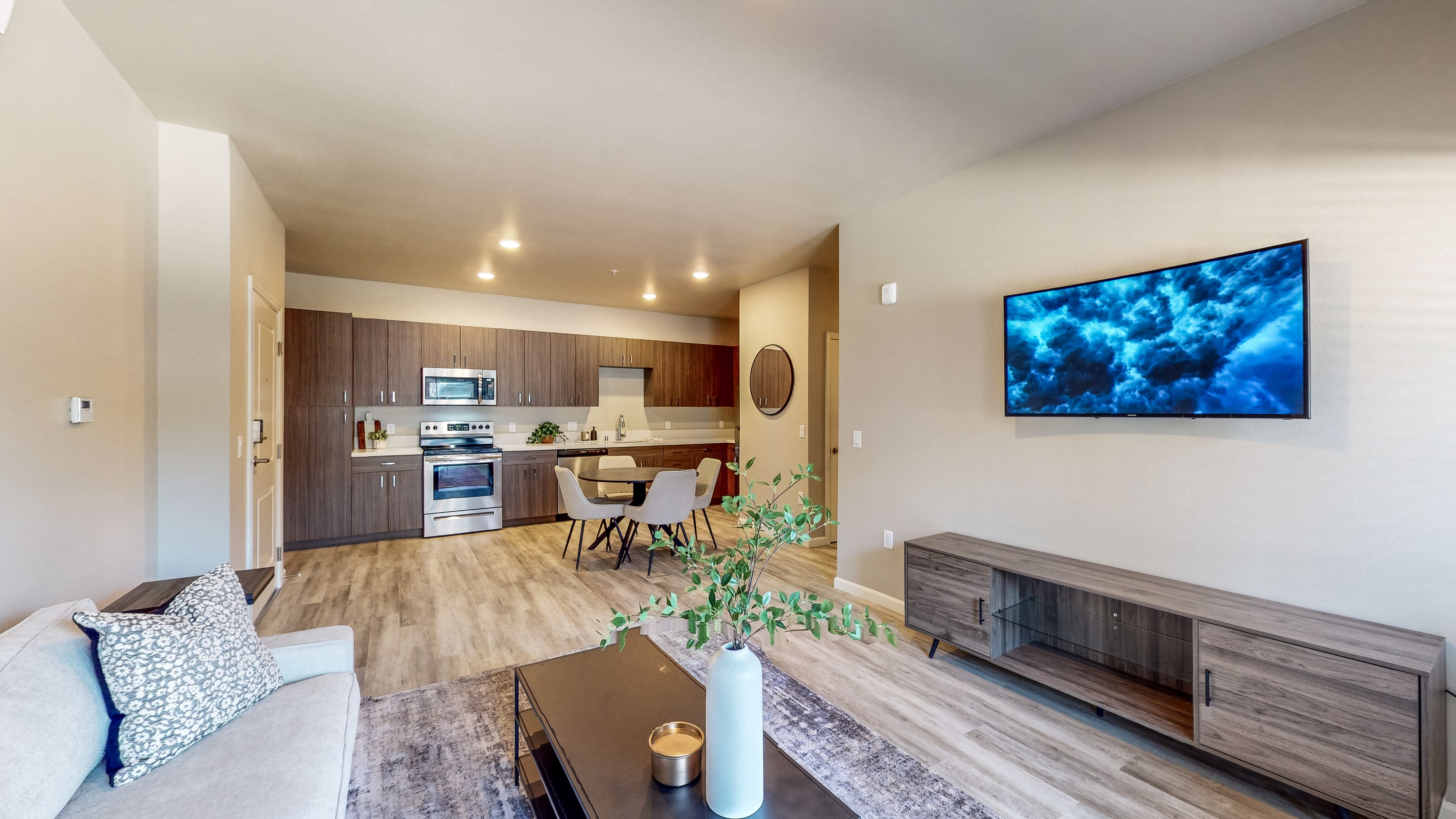 Open floor plan apartment layout