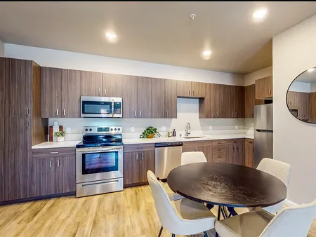 Apartment dining area with round table